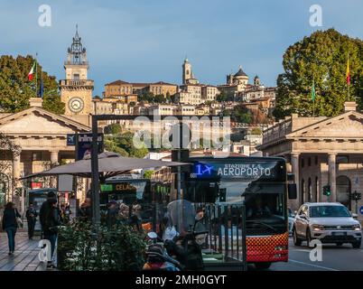 view of the upper city (Citta Alta), Bergamo, Italy Stock Photo