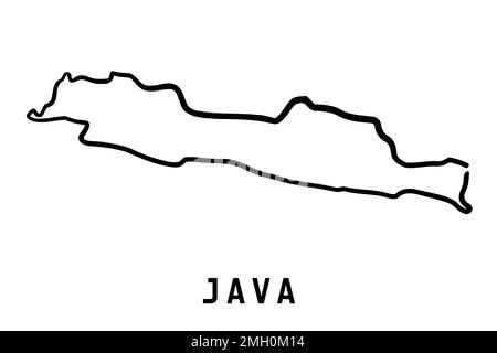 Java island map in Indonesia. Simple outline. Vector hand drawn simplified style map. Stock Vector