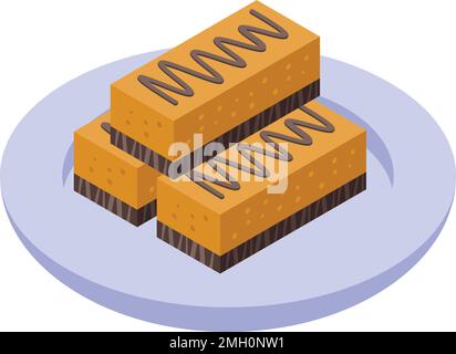 Cake date fruit icon isometric vector. Food sweet. Seed dried Stock Vector