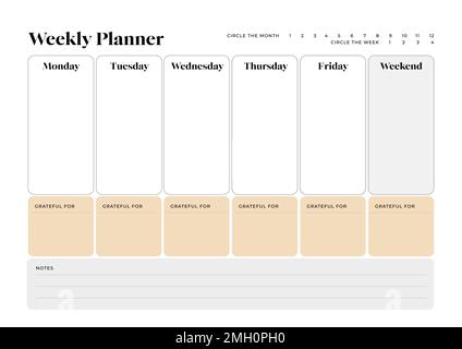 Weekly Planner, Weekly Organizer, Printable Weekly Kit, Digital Planner Kit Stock Vector