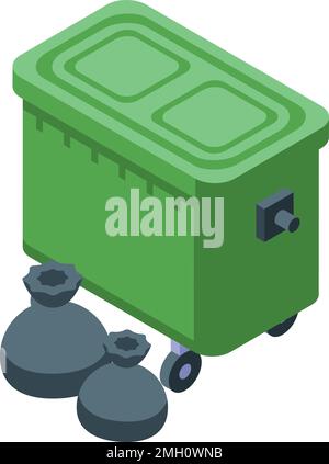 Garbage box icon isometric vector. Trash bin. Plastic rubbish Stock Vector