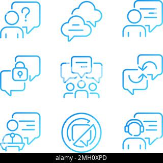 Speech balloons pixel perfect gradient linear vector icons set Stock Vector