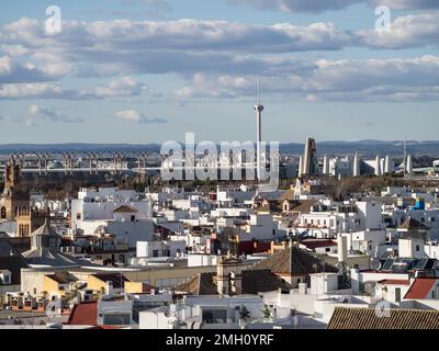 City View from the Metropol Parasol, Seville, Andalucia, Spain, Europe Stock Photo