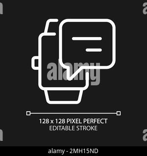 Notification from digital watch pixel perfect white linear icon for dark theme Stock Vector