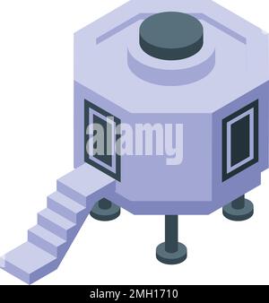 Spaceship icon isometric vector. Space base. Planet universe Stock Vector