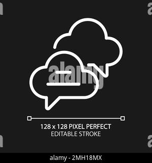 Cloud based live chat pixel perfect white linear icon for dark theme Stock Vector