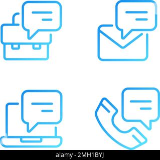 Corporate chat communication pixel perfect gradient linear vector icons set Stock Vector