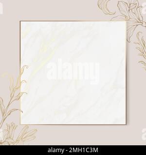 Gold floral frame on marble background vector Stock Vector