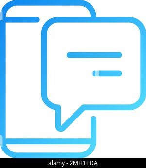 Smartphone with speech bubble pixel perfect gradient linear vector icon Stock Vector