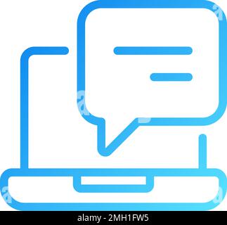 Laptop with speech bubble pixel perfect gradient linear vector icon Stock Vector