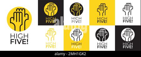 Vector illustration, icon and logo high five Stock Vector