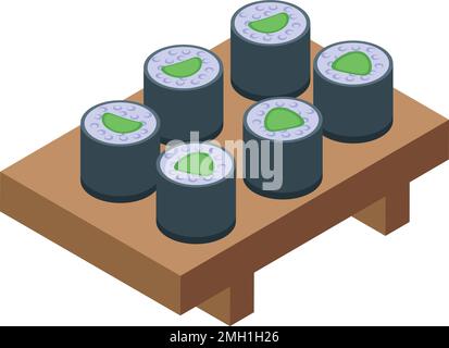 Rice sushi roll icon isometric vector. Asian food. Oden menu Stock Vector