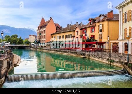 Annecy, France. Quai de l'Ile and canal in the old city. Stock Photo