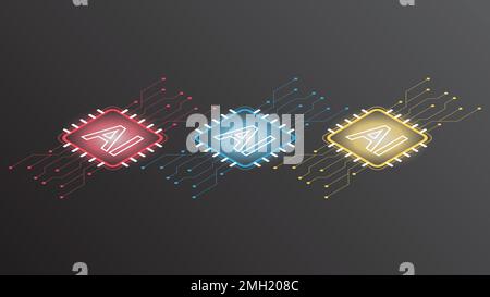 Ai artificial intelligence technology hitech business concept. open Ai with smart system, network, data, line, lights, circle, technology background, Stock Vector