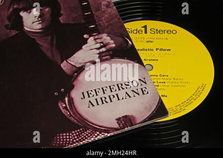 Viersen, Germany - January 1. 2023: Closeup of isolated vinyl record surrealistic pillow album cover from rock band Jefferson Airplane released 1967 Stock Photo
