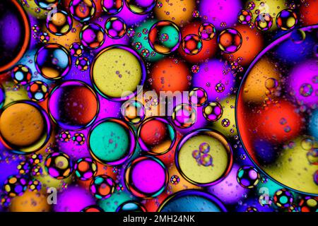 Colorful artistic of oil on the water. Abstract Colorful Oil bubbles background. abstract light illumination Stock Photo