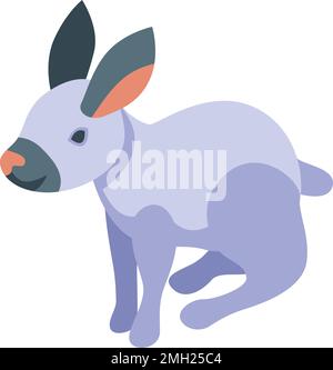 White rabbit icon isometric vector. Animal pet. Cute bunny Stock Vector