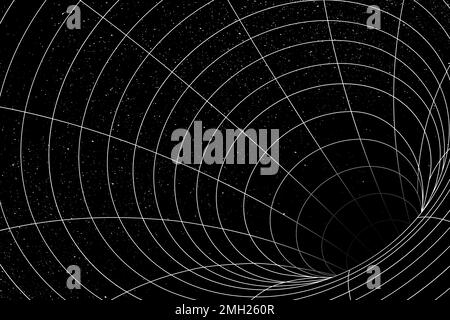 3D Grid wormhole illusion design element vector Stock Vector