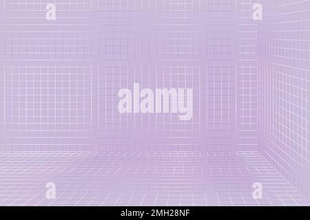 3D vector wireframe grid room background Stock Vector