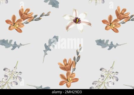 Floral seamless pattern on gray background vector Stock Vector
