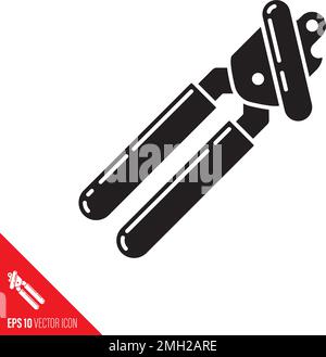 Tin can opener vector glyph icon. Kitchen utensil symbol. Stock Vector