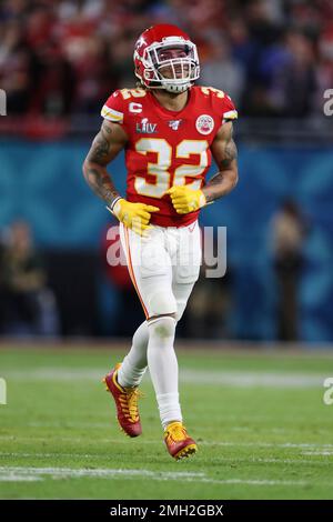 Kansas City, Missouri, USA. 10th August, 2019. Kansas City Chiefs free  safety Tyrann Mathieu (32) warming up in pre-game during the NFL Football  Game between the Cincinnati Bengals and the Kansas City