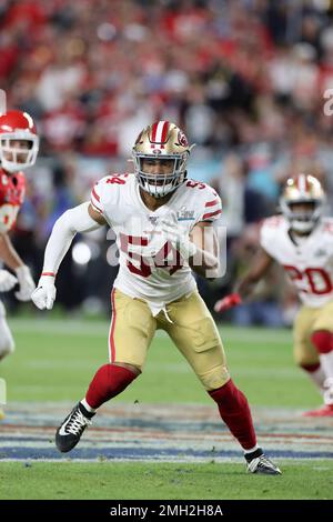 San Francisco 49ers linebacker Fred Warner (54) rushes during an NFL  football game against the Tampa Bay Buccaneers, Sunday, Dec.11, 2022, in  Santa Clara, Calif. (AP Photo/Scot Tucker Stock Photo - Alamy