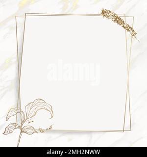 Gold leaves frame with brush stoke vector Stock Vector