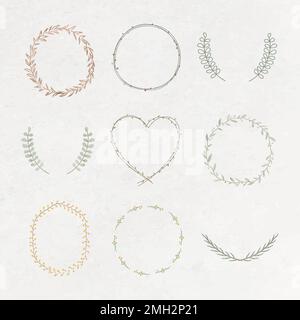Leafy frame set on beige background vector Stock Vector