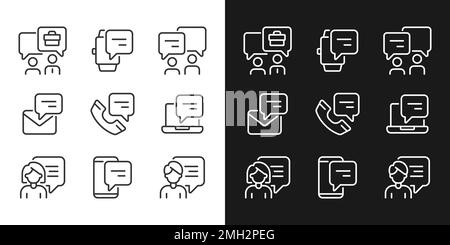 Chat bubbles in business pixel perfect linear icons set for dark, light mode Stock Vector