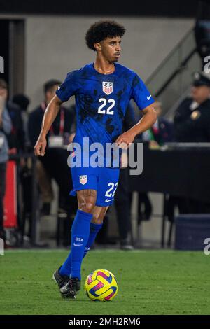United States of America defender Jalen Neal (22) during an international friendly match against Serbia, Wednesday, January 25, 2023, at BMO Stadium, in Los Angeles, CA. Serbia defeated USA 2-1. (Jon Endow/Image of Sport/Sipa USA)