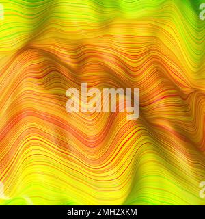 Multi-colored curved structured wavy shape in orange and green tones. Stock Photo