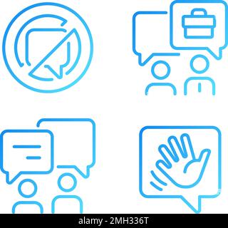 Speech balloons for dialogues pixel perfect gradient linear vector icons set Stock Vector
