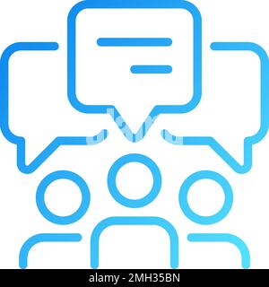 Group discussion pixel perfect gradient linear vector icon Stock Vector