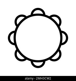 Tambourine icon line isolated on white background. Black flat thin icon on modern outline style. Linear symbol and editable stroke. Simple and pixel p Stock Vector