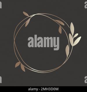 Golden leafy frame on black background vector Stock Vector
