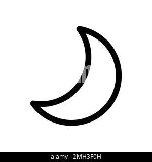 Moon icon line isolated on white background. Black flat thin icon on modern outline style. Linear symbol and editable stroke. Simple and pixel perfect Stock Vector