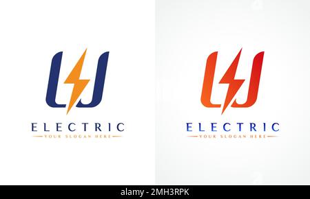 W Letter Logo With Lightning Thunder Bolt Vector Design. Electric Bolt Letter W Logo Vector Illustration. Stock Vector