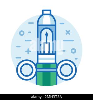 Dental Injection Syringe Icon in Line Art Stock Vector