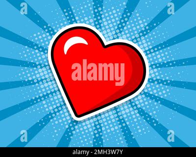 Pop art poster. Red cartoon heart. Vector illustration. Stock Vector