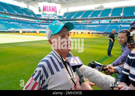 NFL groundskeeper George Toma is seen on the field after the NFL Super Bowl  56 football game between the Los Angeles Rams and the Cincinnati Bengals,  Sunday, Feb. 13, 2022 in Inglewood