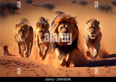 An AI generated illustration of lion in a black background Stock Photo -  Alamy