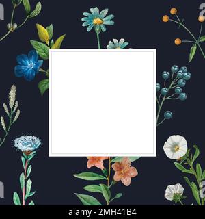 Blank frame vector on summer floral pattern Stock Vector