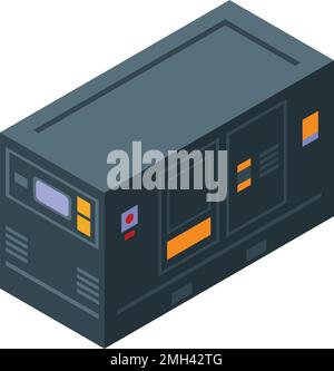 Black power generator icon isometric vector. Energy machine. Engine equipment Stock Vector