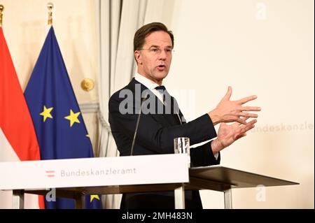 Vienna, Austria. 26th Jan, 2023. Prime Minister of the Kingdom of the Netherlands, Mark Rutte (VVD), on a working visit in Vienna. Credit: Franz Perc/Alamy Live News Stock Photo
