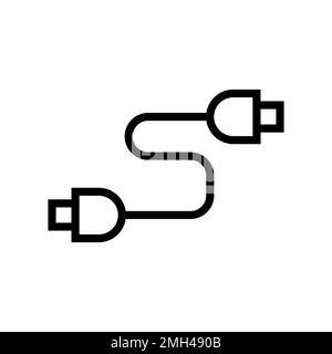 Cable icon line isolated on white background. Black flat thin icon on modern outline style. Linear symbol and editable stroke. Simple and pixel perfec Stock Vector