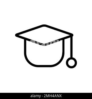 Study hat icon line isolated on white background. Black flat thin icon on modern outline style. Linear symbol and editable stroke. Simple and pixel pe Stock Vector