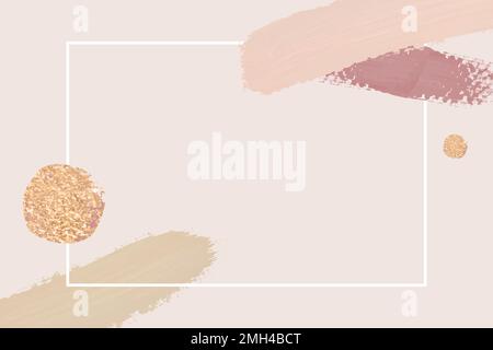 White frame with brushstrokes on pink background vector Stock Vector