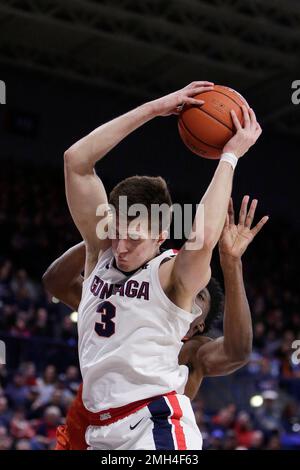 Gonzaga Forward Filip Petrusev Grabs A Rebound During The Second Half ...