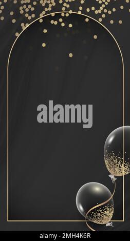 Golden rectangle balloons frame design mobile phone wallpaper vector Stock Vector